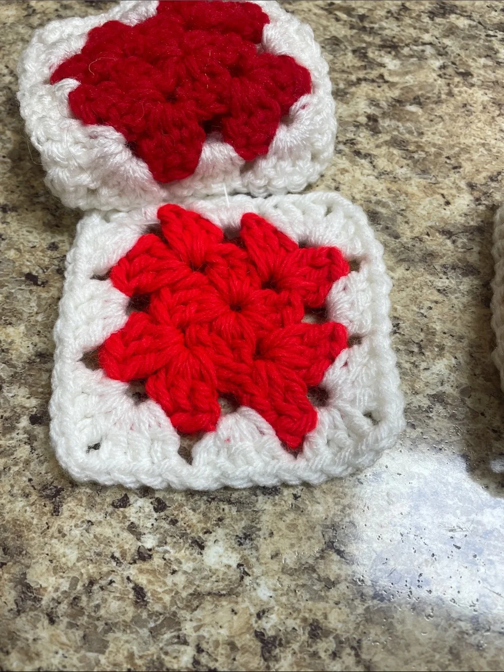 Vintage Handmade Crochet Granny Square Coasters. Lot of 6.